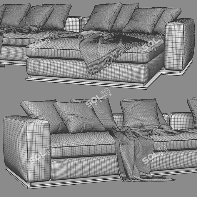 Elegant Minotti Leonard Chaise Sofa 3D model image 4