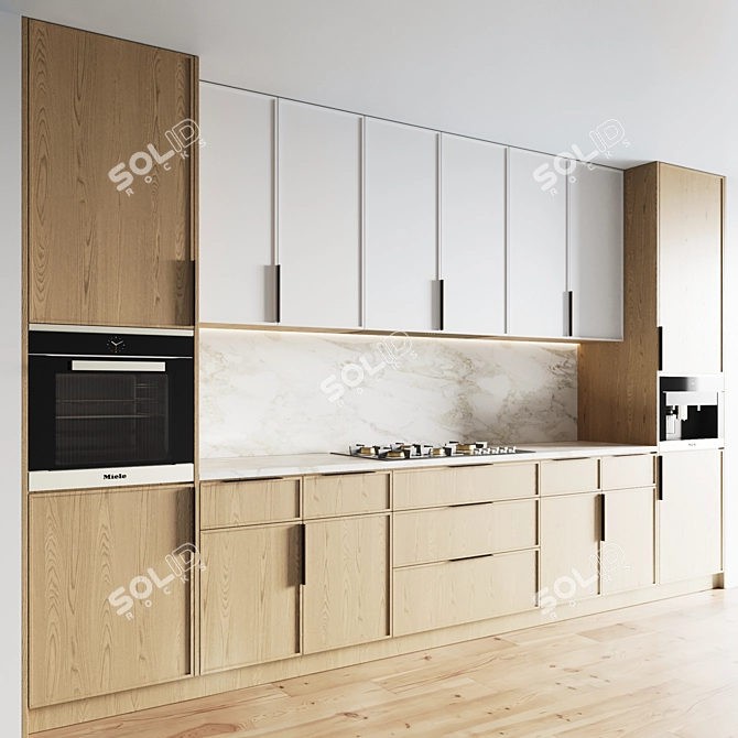 Modern Kitchen Set: Gas Hob, Sink, Oven & Hood 3D model image 2