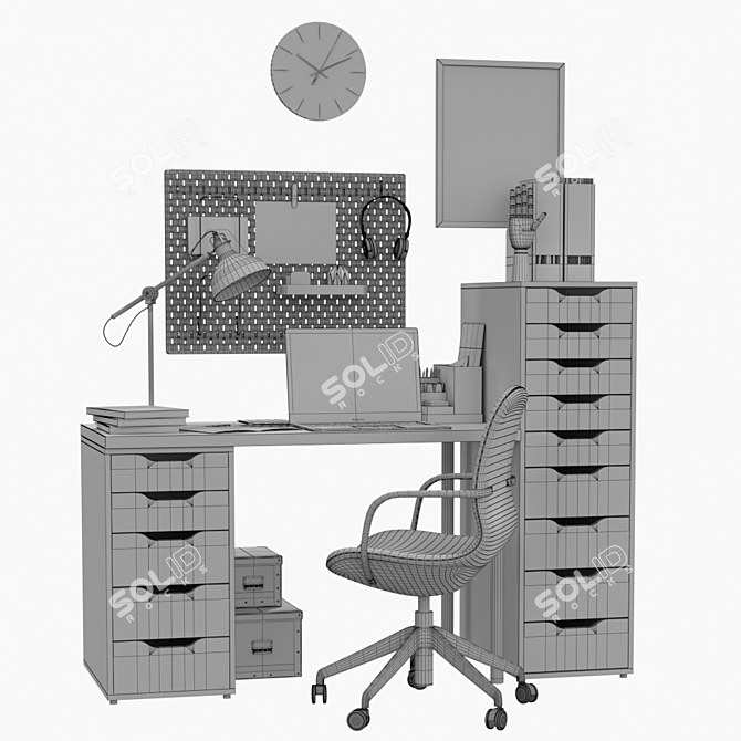 IKEA Home Office Set: Desk, Drawers, Chair & More 3D model image 3