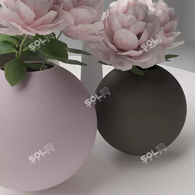 Modern Ceramic Decor Set | Spherical Vases & Candlesticks 3D model image 3