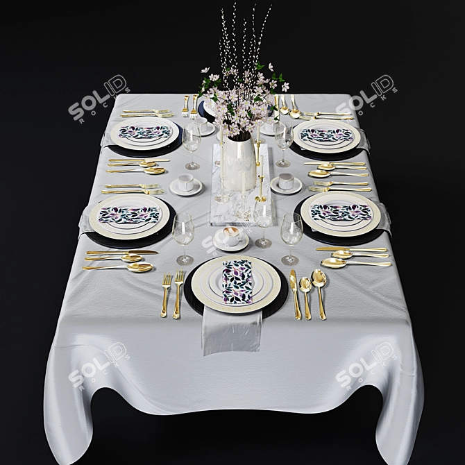 Modern Tableware Set 3D model image 1