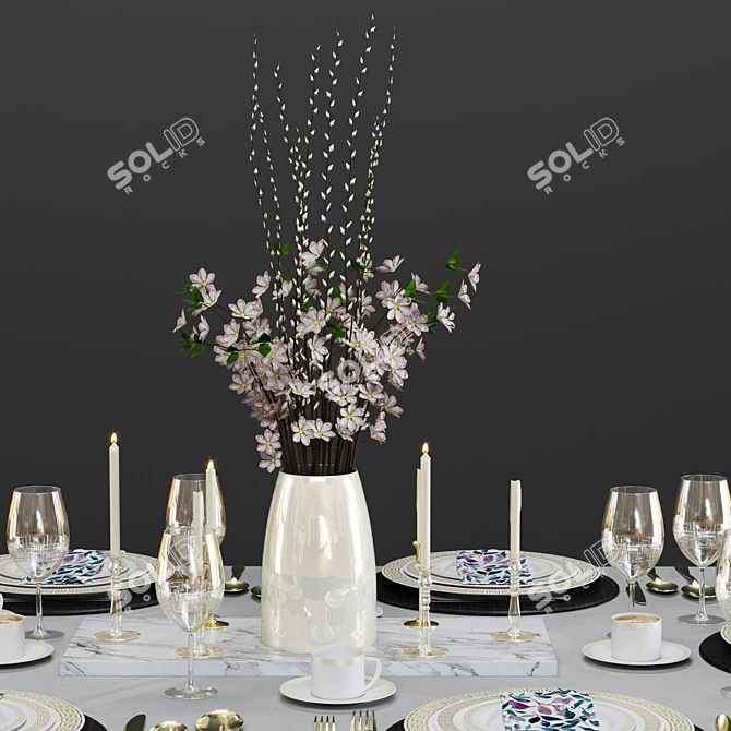 Modern Tableware Set 3D model image 3