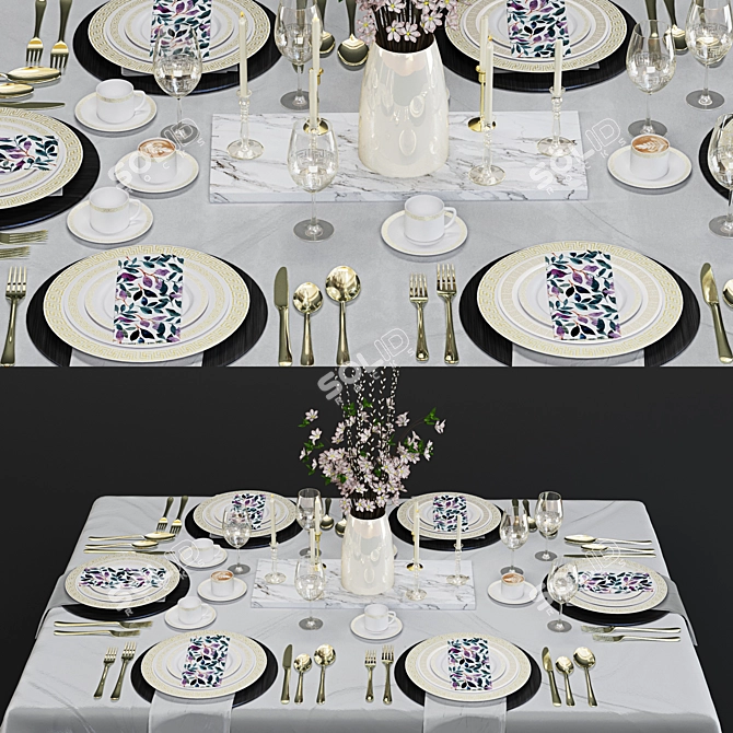 Modern Tableware Set 3D model image 4