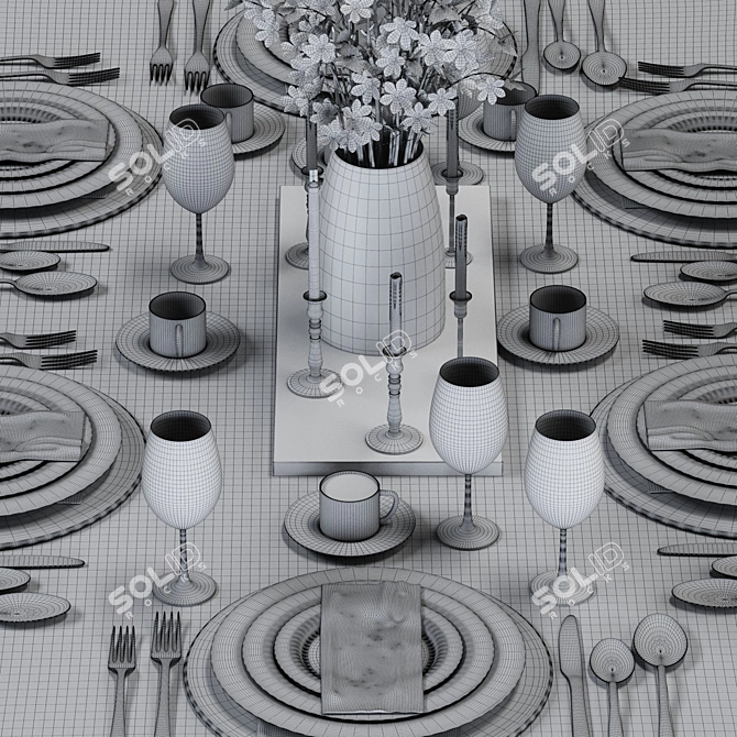 Modern Tableware Set 3D model image 5