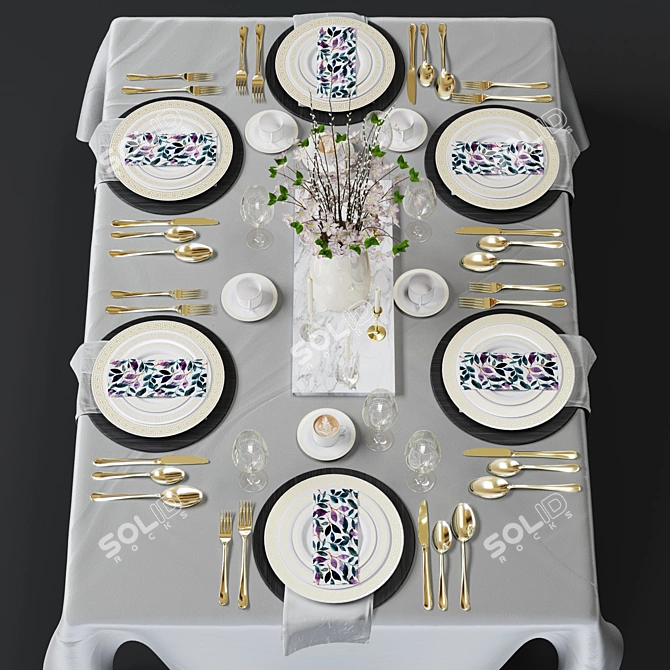 Modern Tableware Set 3D model image 6