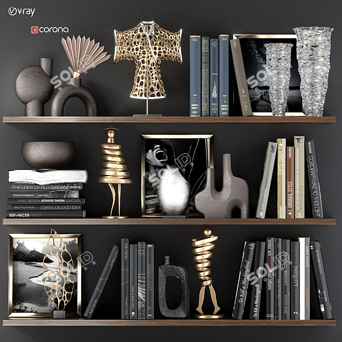 Modern Decorative Shelf Set 3D model image 6