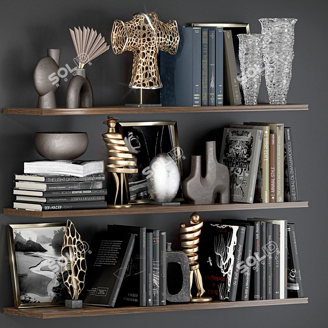 Modern Decorative Shelf Set 3D model image 7
