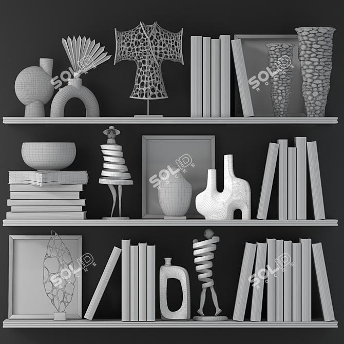 Modern Decorative Shelf Set 3D model image 10