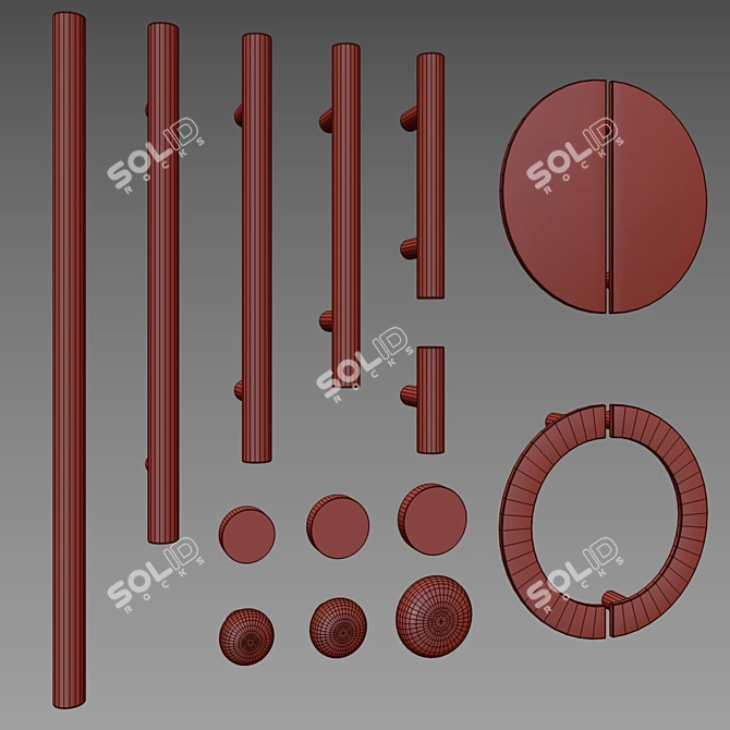 Sleek Set of Furniture Handles 3D model image 2