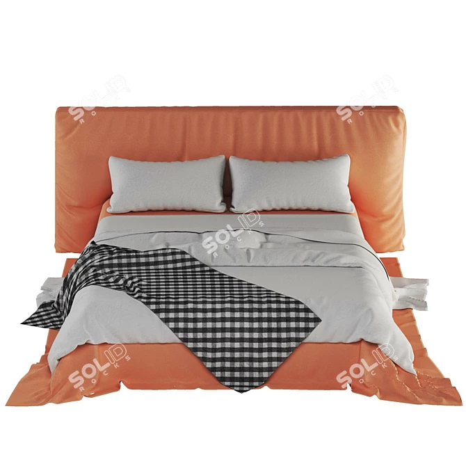 Sleek White & Orange Bed 3D model image 3