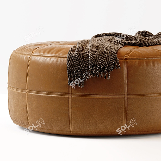 Luxury Saddle Leather Pouf Ottoman 3D model image 4