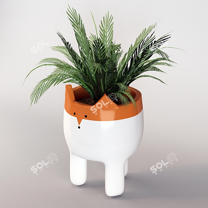  Whimsical Ceramic Fox Plant Pot 3D model image 2