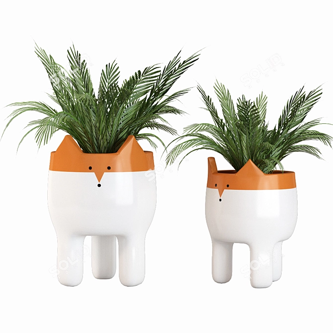 Whimsical Ceramic Fox Plant Pot 3D model image 5