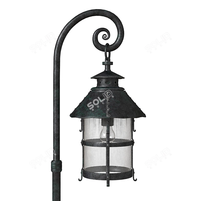 Elegant Iron Street Lamp 3D model image 2