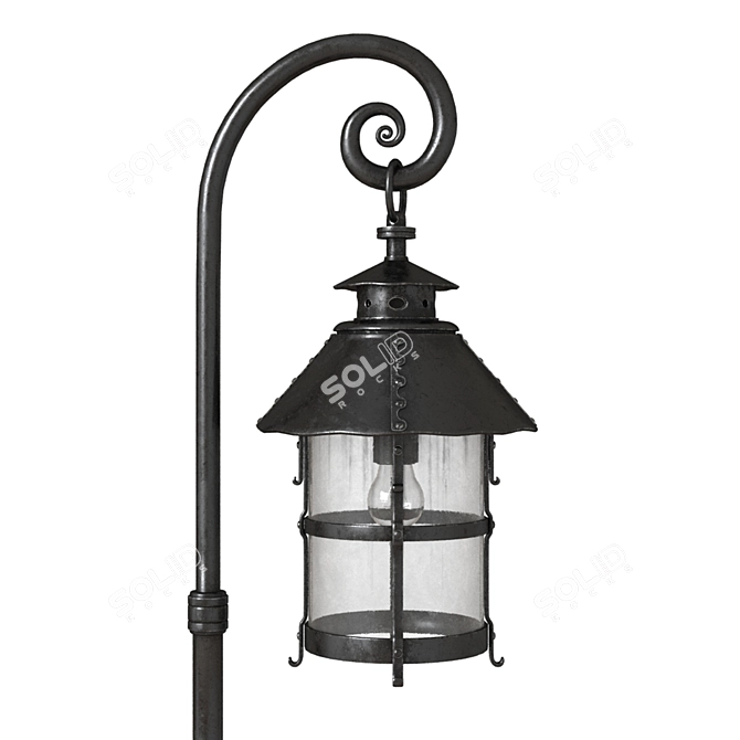 Elegant Iron Street Lamp 3D model image 4