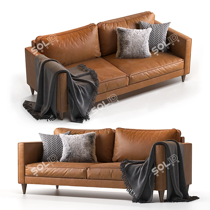 Elegant Hable Leather Sofa 3D model image 2
