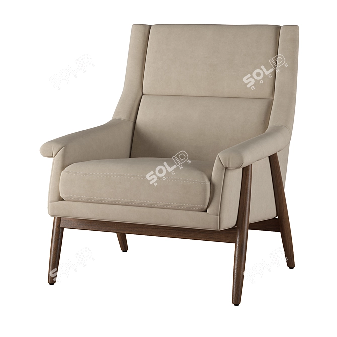 Timeless Luxury: RH Milo Baughman Leather Chair 3D model image 1