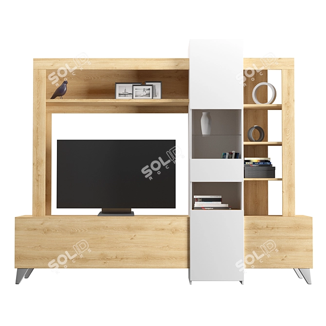 Modern TV Wall with Decor Elements 3D model image 3