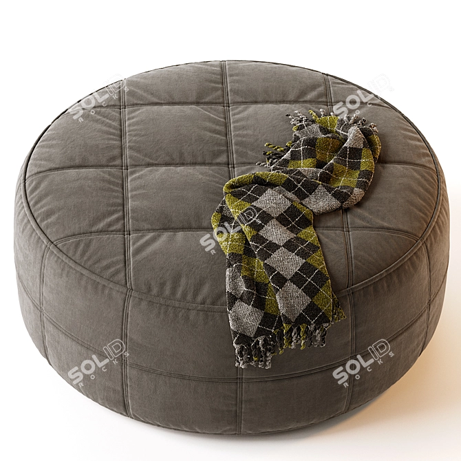 Saddle Round Fabric Pouf Ottoman 3D model image 2