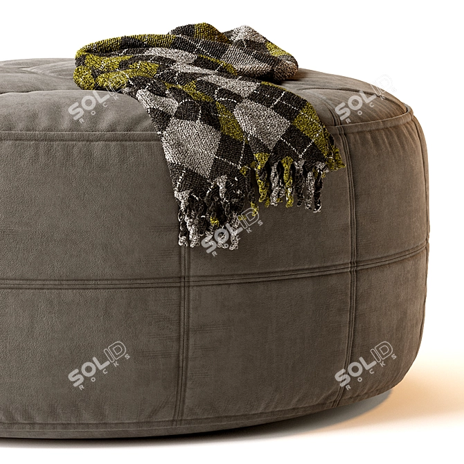 Saddle Round Fabric Pouf Ottoman 3D model image 4