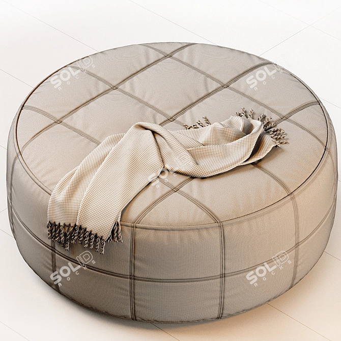Saddle Round Fabric Pouf Ottoman 3D model image 5