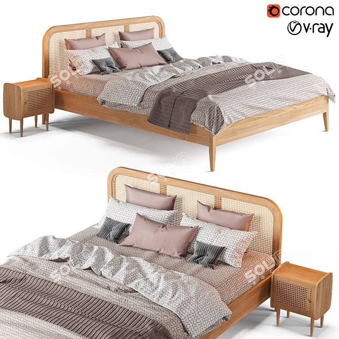 Elegant Madara Bed: 160x200cm 3D model image 1