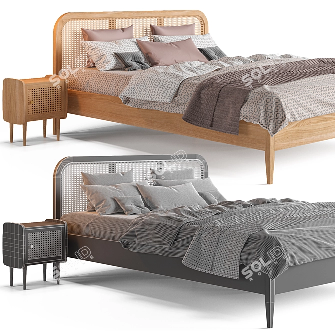 Elegant Madara Bed: 160x200cm 3D model image 2
