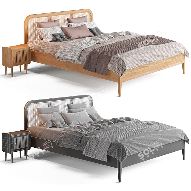 Elegant Madara Bed: 160x200cm 3D model image 3