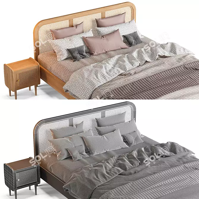 Elegant Madara Bed: 160x200cm 3D model image 4