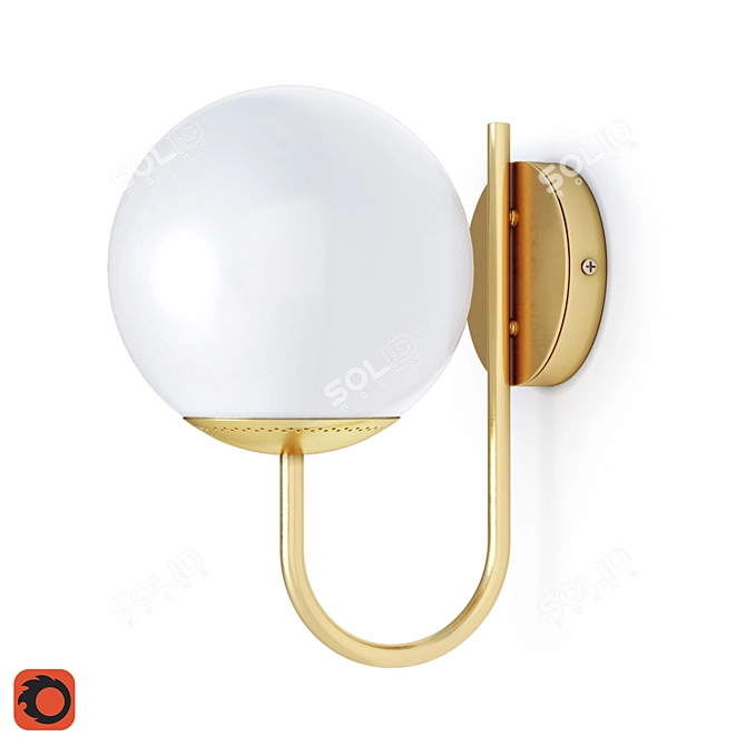 Modern Brass and Milk Glass Wall Lamp 3D model image 1