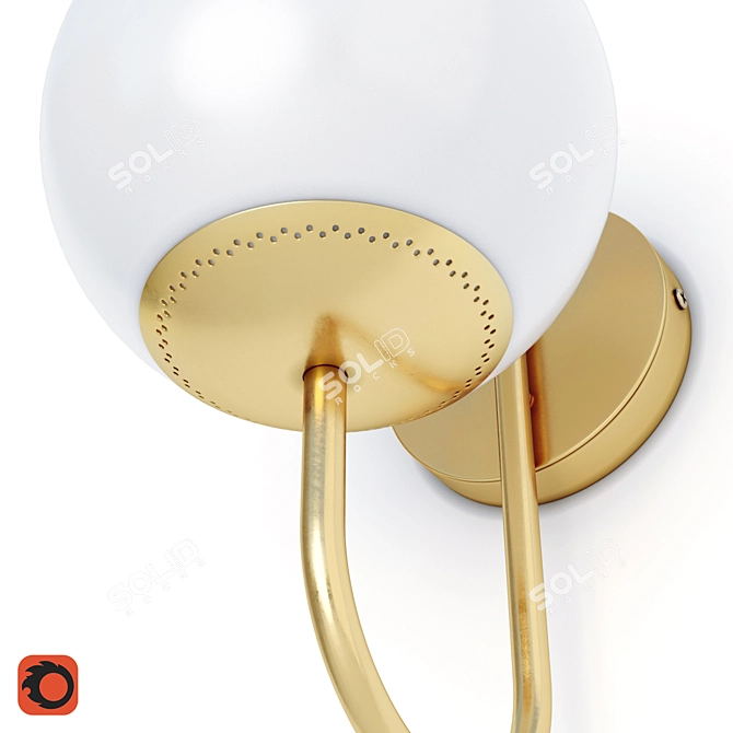 Modern Brass and Milk Glass Wall Lamp 3D model image 2