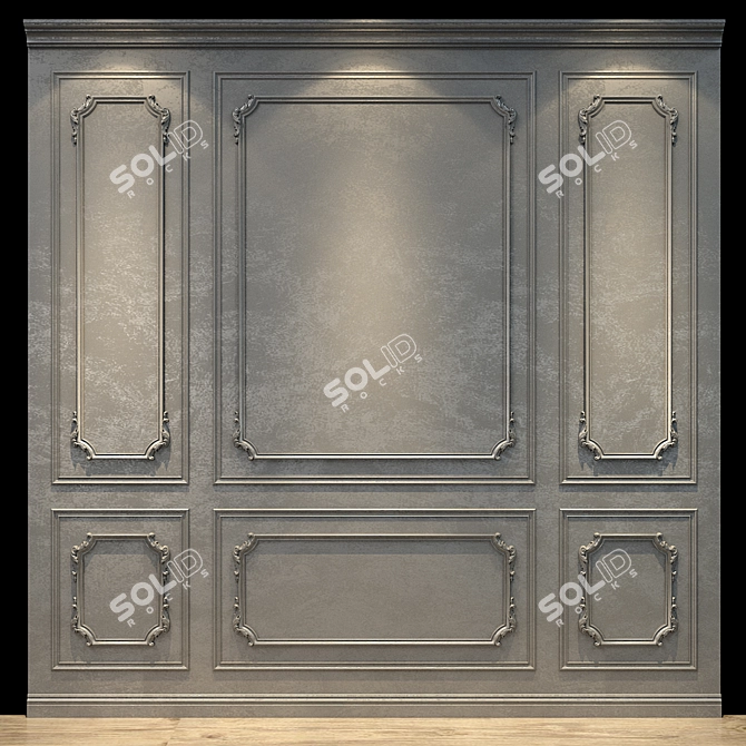 Modern Wave Design Wall Panel 3D model image 1