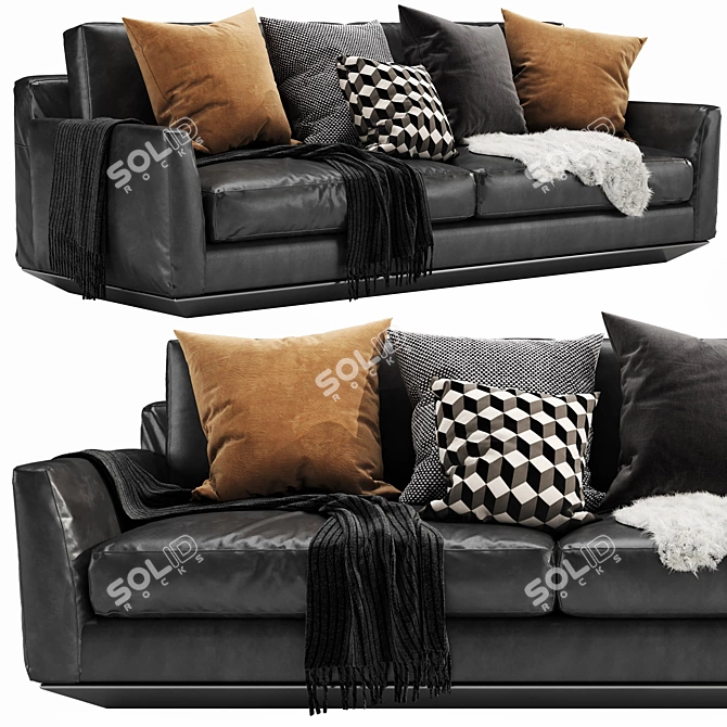 Elegant Ellington Leather Sofa 3D model image 1