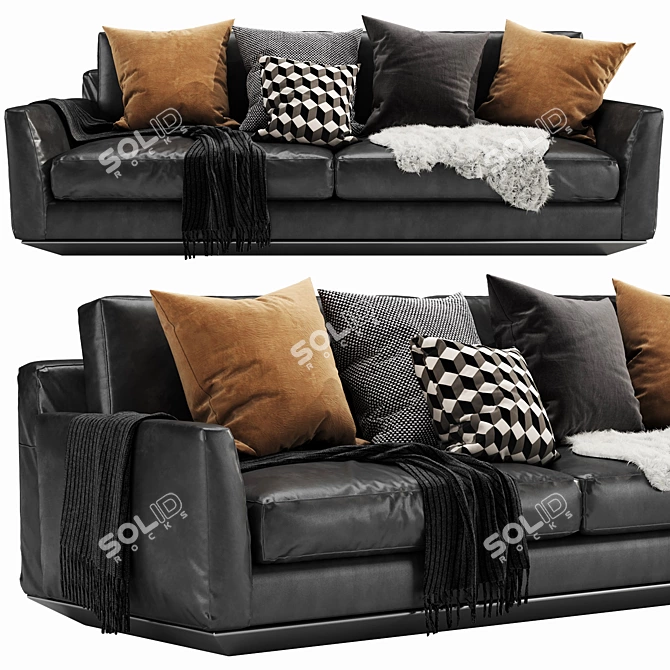 Elegant Ellington Leather Sofa 3D model image 2