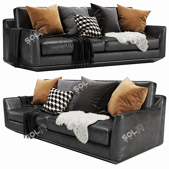 Elegant Ellington Leather Sofa 3D model image 3