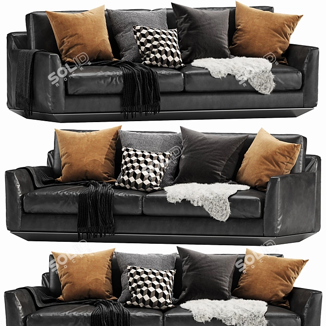 Elegant Ellington Leather Sofa 3D model image 5