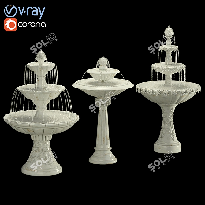 Elegant Fountain Set 3D model image 1