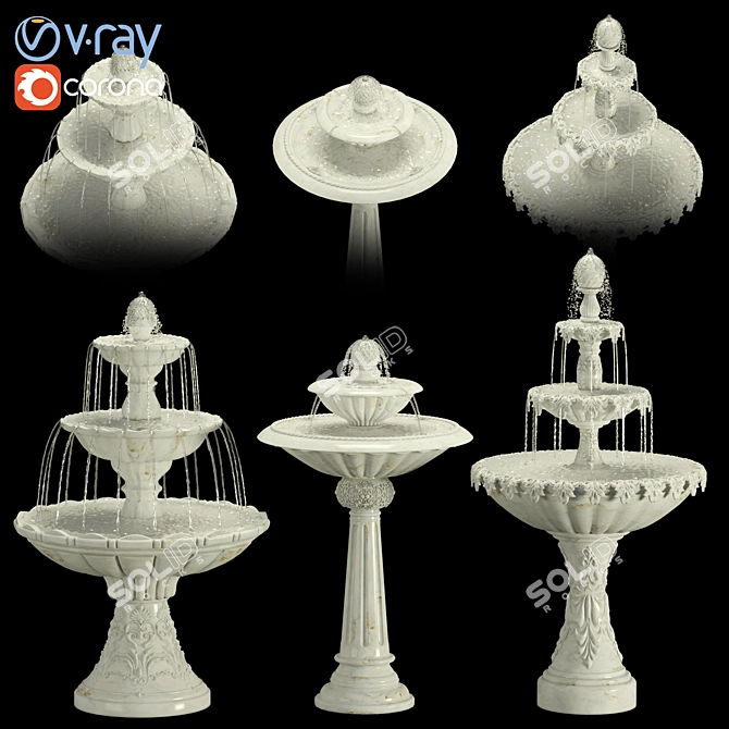 Elegant Fountain Set 3D model image 2