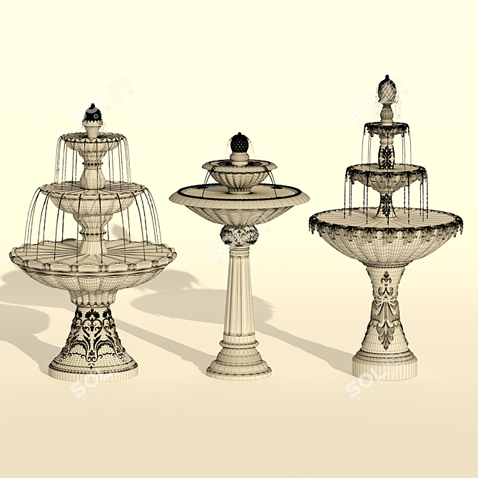 Elegant Fountain Set 3D model image 6