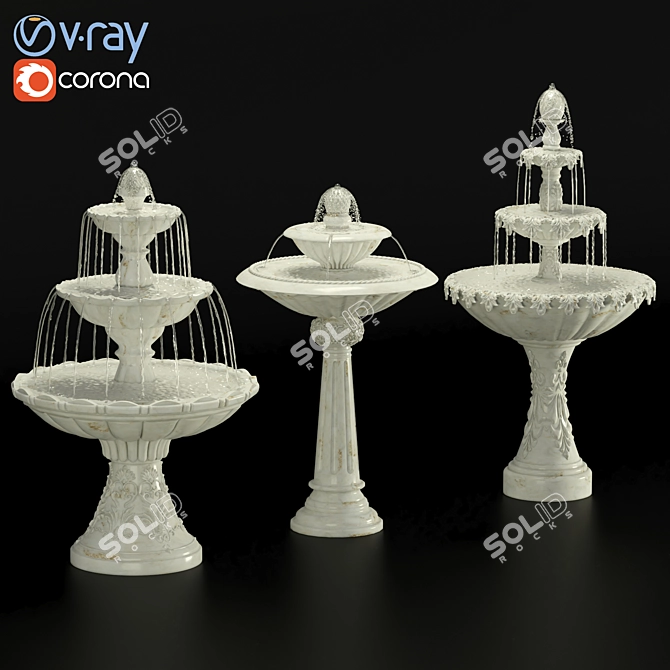 Elegant Fountain Set 3D model image 8