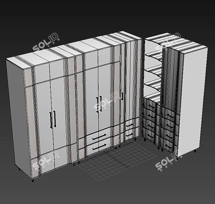 Elegant Wardrobes - Sleek Storage Solutions 3D model image 3