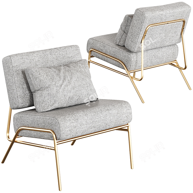 Modern Wire Frame Slipper Chair 3D model image 1