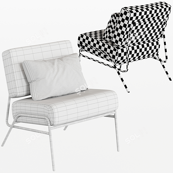 Modern Wire Frame Slipper Chair 3D model image 2