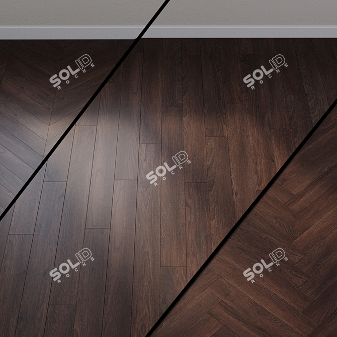 Synchron Black Oak Laminate: Stunning French Chevron Pattern 3D model image 1