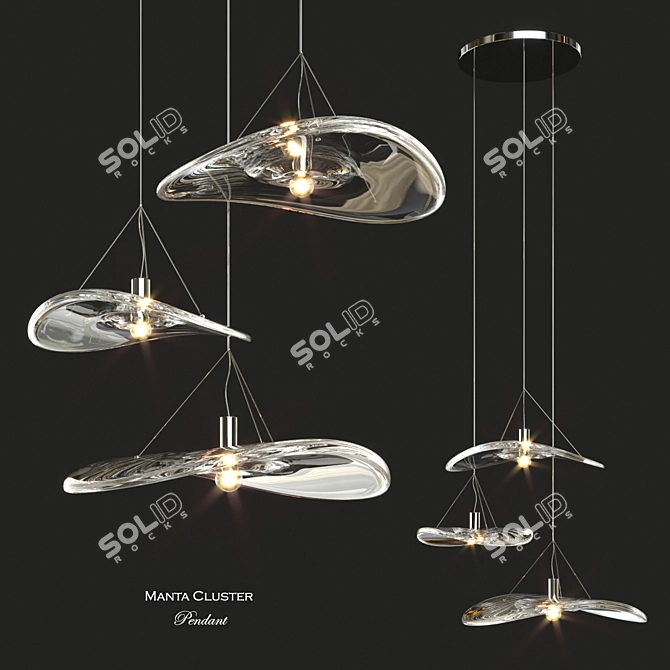 Elegant Manta Cluster Pendant 3D model image 1