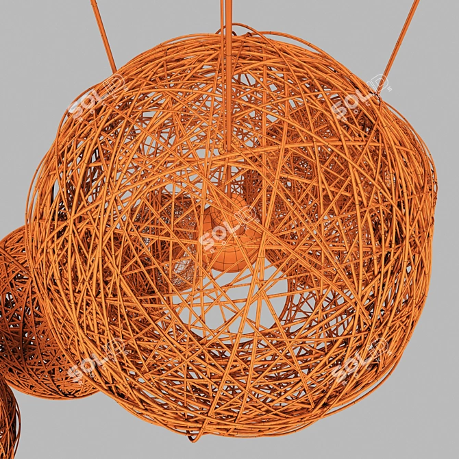 Spherical Rattan Hive Lamp 3D model image 5