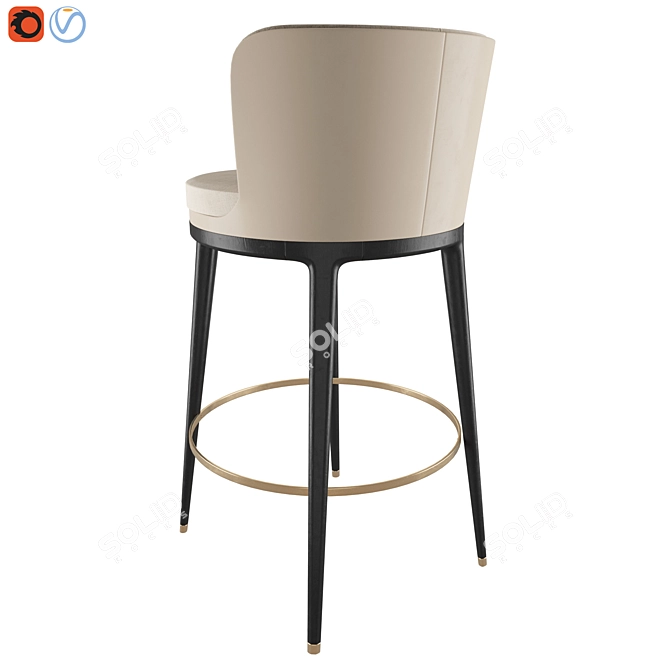 HICKS - Stylish Leather Bar Stool 3D model image 2