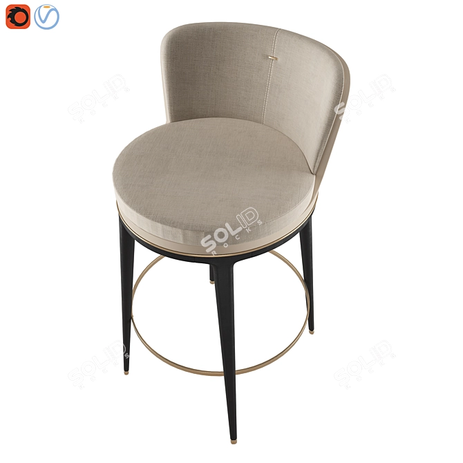 HICKS - Stylish Leather Bar Stool 3D model image 5