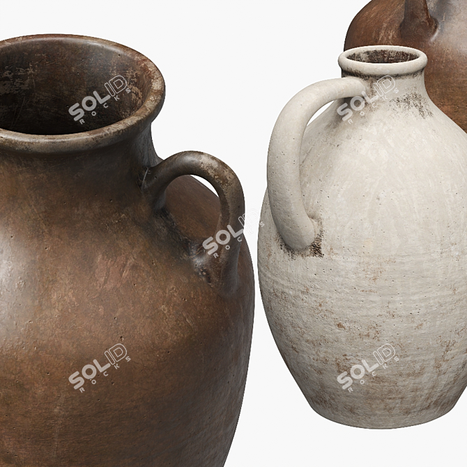 Rustic Ceramic Vase Set 3D model image 2