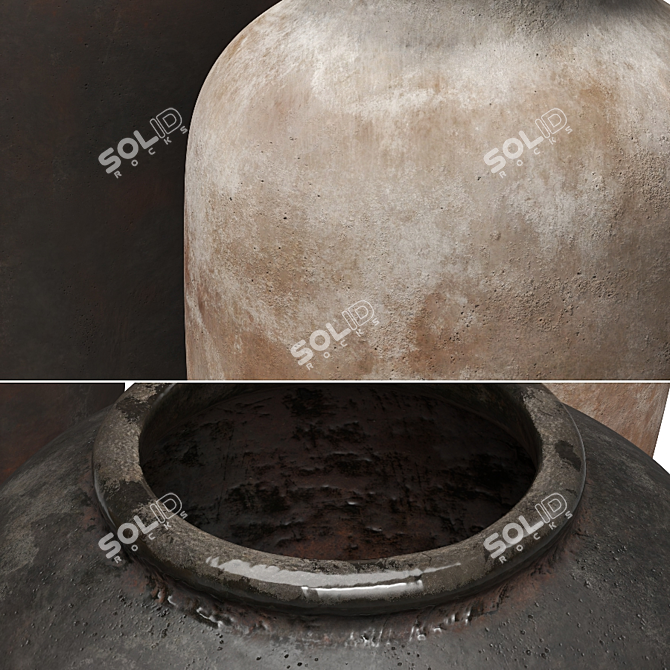 Rustic Relief Ceramic Vases Set 3D model image 3